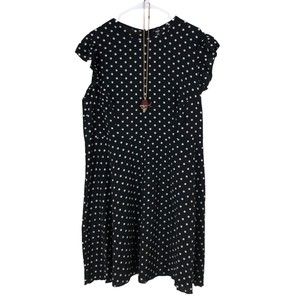 SHEIN Black & White Polkadot Dress w/Ruffled Cap Sleeves, Rockabilly Plus SZ 3X